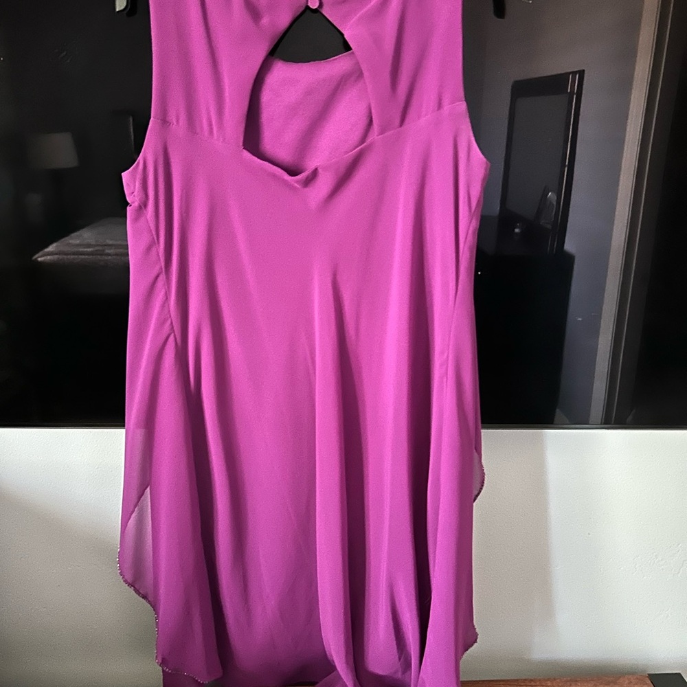 SLNY Pink Asymmetrical Tiered Cocktail Dress, sz 10 - Picture 3 of 10